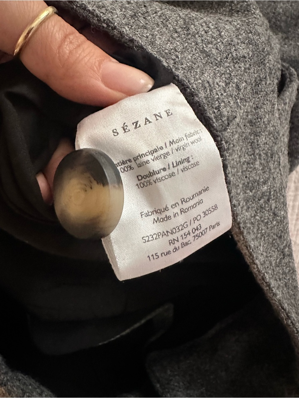 Sezane Damon Trousers Mottled Grey - Size 2 34 - Picture 9 of 9